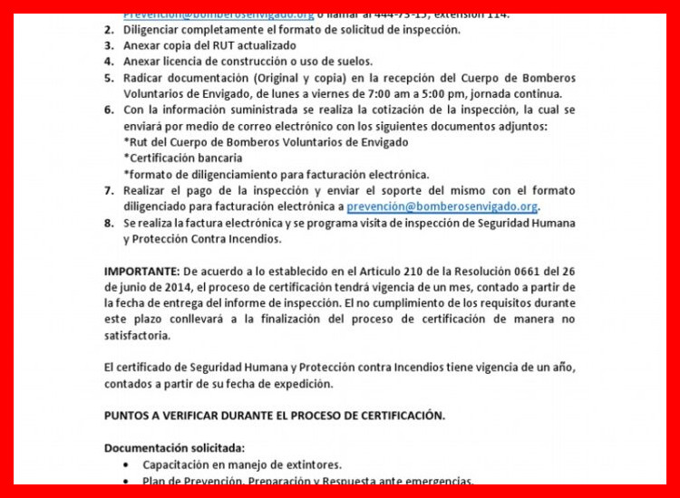 ¿Cuál es el procedimiento y cuánto tarda la inspección de bomberos?