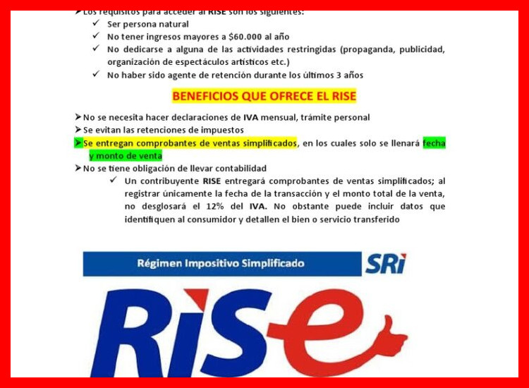 ¿Cuál es la utilidad principal del régimen RISE y qué obligaciones exonera a un pequeño negocio?